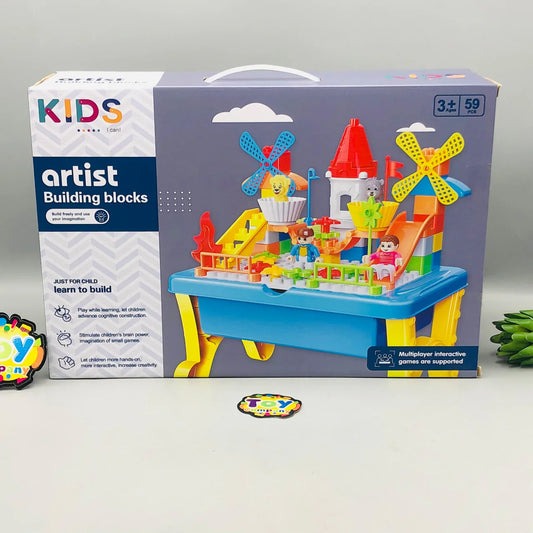 59Pcs Kids Artist Building Blocks Table Set